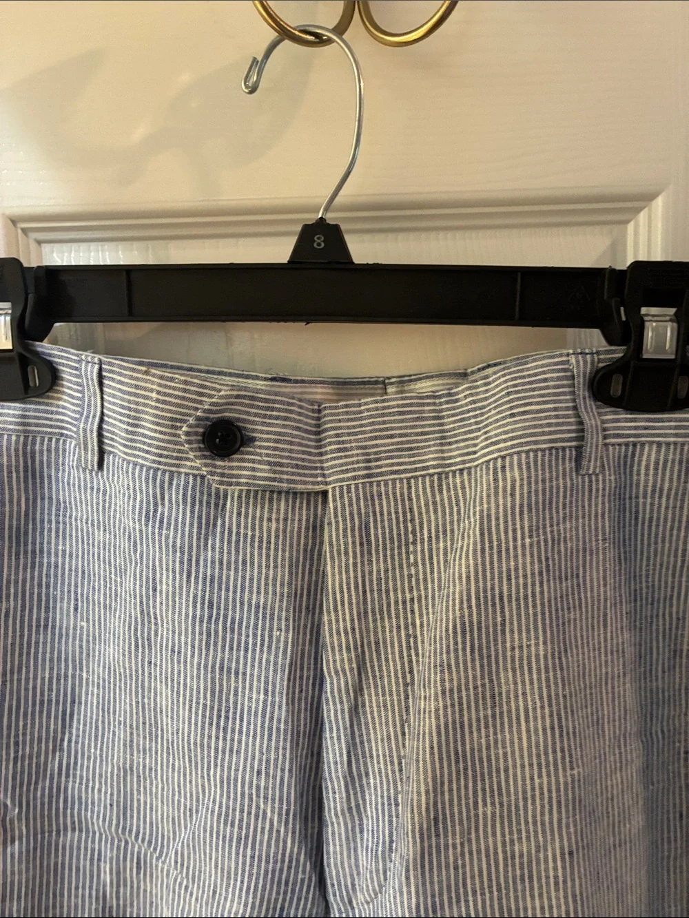Chiari Made in Italy Men's Light Blue Pinstripe LinenDress Pants SZ 36/31